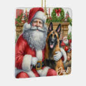 Gepersonaliseerde  Belgische Malinois met de Kerst Keramisch Ornament (Rechts)