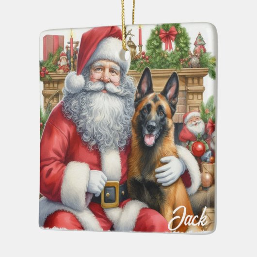 Gepersonaliseerde Belgische Malinois met de Kerst Keramisch Ornament (Links)