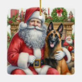 Gepersonaliseerde  Belgische Malinois met de Kerst Keramisch Ornament (Achterkant)