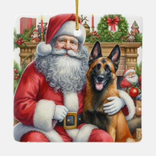 Gepersonaliseerde  Belgische Malinois met de Kerst Keramisch Ornament (Achterkant)