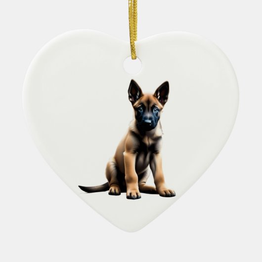 Gepersonaliseerde Belgische Malinois Puppy Keramisch Ornament (Voorkant)