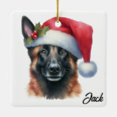 Gepersonaliseerde Belgische Mechelse Herder Hond m Keramisch Ornament (Achterkant)