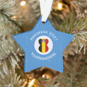 Gepersonaliseerde Belgische Vlag Engel Hanukkah Ornament