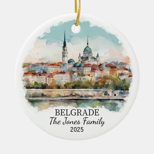 Gepersonaliseerde Belgrado Ornament, Servië Gift Keramisch Ornament (Voorkant)