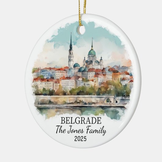 Gepersonaliseerde Belgrado Ornament, Servië Gift Keramisch Ornament (Links)