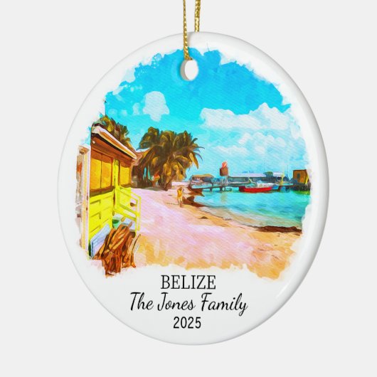 Gepersonaliseerde Belize Ornament, Midden-Amerika Keramisch Ornament (Links)