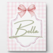 Gepersonaliseerde Bella Baby Meisje Kwekerij Bow & Fotoplaat (Voorkant)