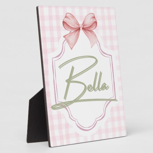 Gepersonaliseerde Bella Baby Meisje Kwekerij Bow & Fotoplaat (Zijkant)