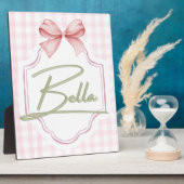 Gepersonaliseerde Bella Baby Meisje Kwekerij Bow & Fotoplaat (Zijkant)