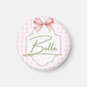 Gepersonaliseerde Bella Baby Meisje Kwekerij Bow & Magneet