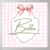 Gepersonaliseerde Bella Baby Meisje Kwekerij Bow & Poster (Voorkant)