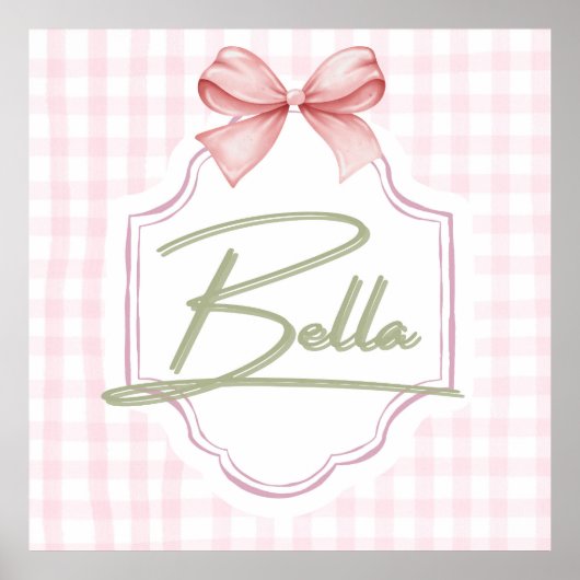 Gepersonaliseerde Bella Baby Meisje Kwekerij Bow & Poster (Voorkant)