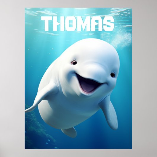 Gepersonaliseerde Beluga walvis Blauwe Groene Noor Poster (Voorkant)