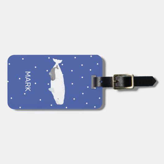 Gepersonaliseerde Beluga walviskinderen Birthday P Bagagelabel (Voorkant horizontaal)