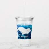 Gepersonaliseerde Beluga Whale en Blue Hearts Arct Acryl Drinkbeker (Voorkant)