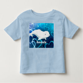 Gepersonaliseerde Beluga Whale en Blue Hearts Arct Kinder Shirts