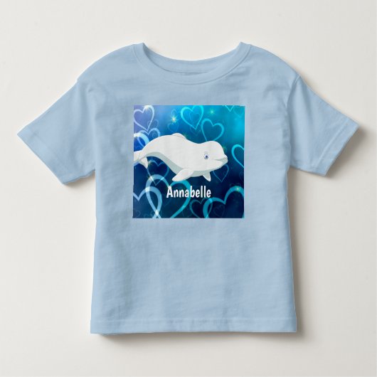 Gepersonaliseerde Beluga Whale en Blue Hearts Arct Kinder Shirts (Voorkant)