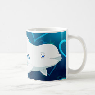 Gepersonaliseerde Beluga Whale en Blue Hearts Arct Koffiemok