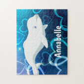 Gepersonaliseerde Beluga Whale en Blue Hearts Arct Legpuzzel (Verticaal)