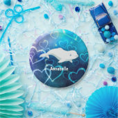 Gepersonaliseerde Beluga Whale en Blue Hearts Arct Papieren Bordje (Feest)