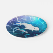 Gepersonaliseerde Beluga Whale en Blue Hearts Arct Papieren Bordje (Gekanteld)
