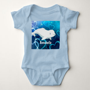 Gepersonaliseerde Beluga Whale en Blue Hearts Arct Romper