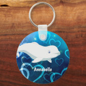 Gepersonaliseerde Beluga Whale en Blue Hearts Arct Sleutelhanger (Voorkant)