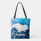 Gepersonaliseerde Beluga Whale en Blue Hearts Arct Tote Bag (Achterkant)