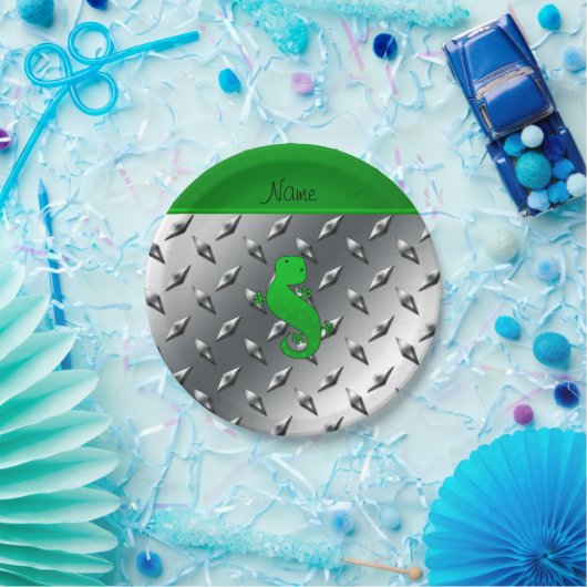 Gepersonaliseerde benaming gecko zilverdiamant bor papieren bordje (Feest)