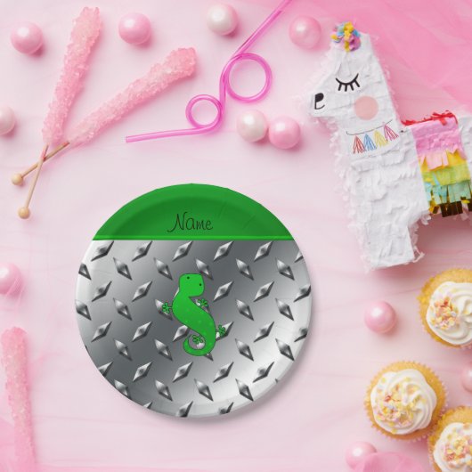 Gepersonaliseerde benaming gecko zilverdiamant bor papieren bordje (Feest)