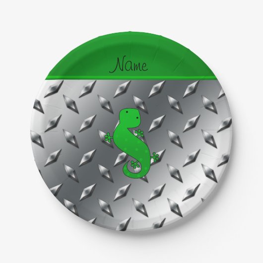 Gepersonaliseerde benaming gecko zilverdiamant bor papieren bordje (Voorkant)