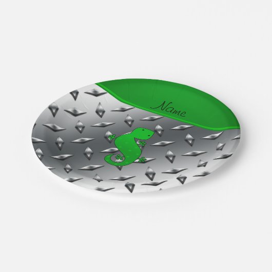 Gepersonaliseerde benaming gecko zilverdiamant bor papieren bordje (Gekanteld)