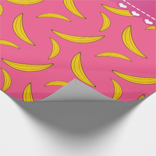 Gepersonaliseerde benaming roze bananen cadeaupapier (Hoek)
