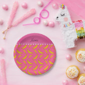 Gepersonaliseerde benaming roze bananen papieren bordje (Feest)