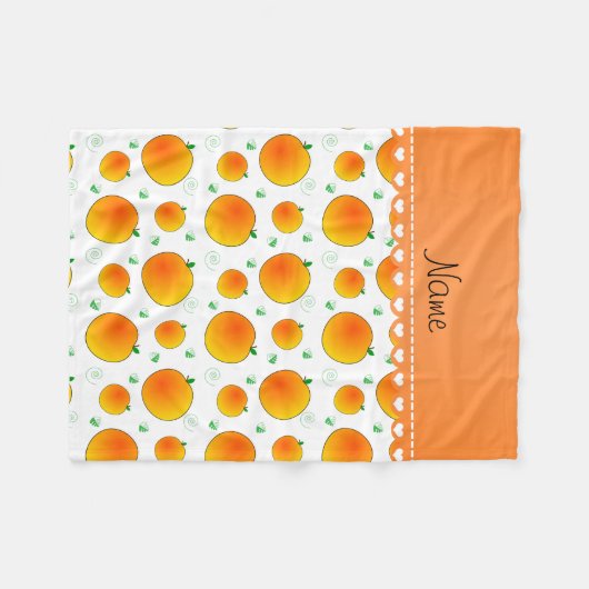 Gepersonaliseerde benaming witte perziken groene b fleece deken (Voorkant (Horizontaal))