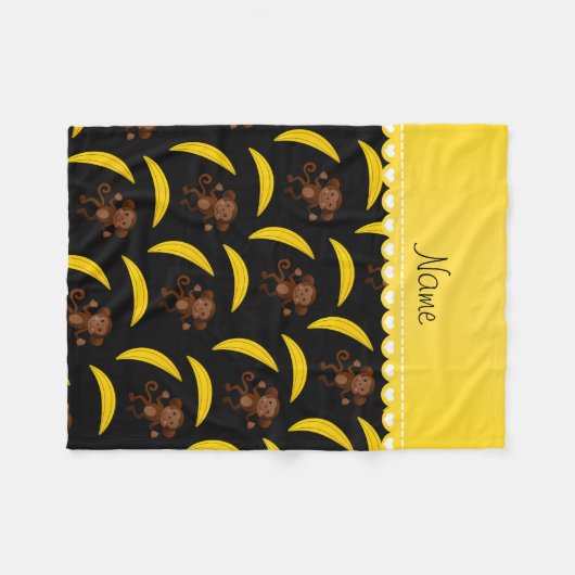 Gepersonaliseerde benaming zwarte apenbananen fleece deken (Voorkant (Horizontaal))