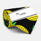 Gepersonaliseerde benaming zwarte gele ananassen stropdas (Opgerold)