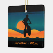 Gepersonaliseerde Berg Bike Sunset Kerstmis Keramisch Ornament (Links)