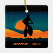 Gepersonaliseerde Berg Bike Sunset Kerstmis Keramisch Ornament (Voorkant)