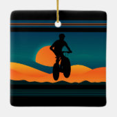Gepersonaliseerde Berg Bike Sunset Kerstmis Keramisch Ornament (Achterkant)