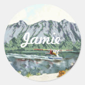 Gepersonaliseerde berg ronde sticker (Voorkant)