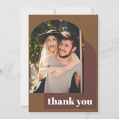 Gepersonaliseerde bericht Retro 70s bruine bruilof Bedankkaart (Voorkant)