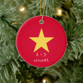Gepersonaliseerde Bericht Vietnam Vlag Xmas Orname Keramisch Ornament