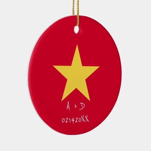 Gepersonaliseerde Bericht Vietnam Vlag Xmas Orname Keramisch Ornament (Rechts)