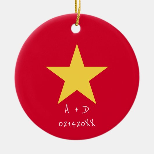 Gepersonaliseerde Bericht Vietnam Vlag Xmas Orname Keramisch Ornament (Voorkant)