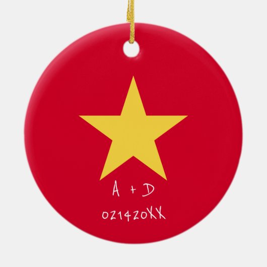 Gepersonaliseerde Bericht Vietnam Vlag Xmas Orname Keramisch Ornament (Achterkant)