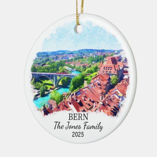 Gepersonaliseerde Bern Ornament, Zwitserland Gift Keramisch Ornament (Links)