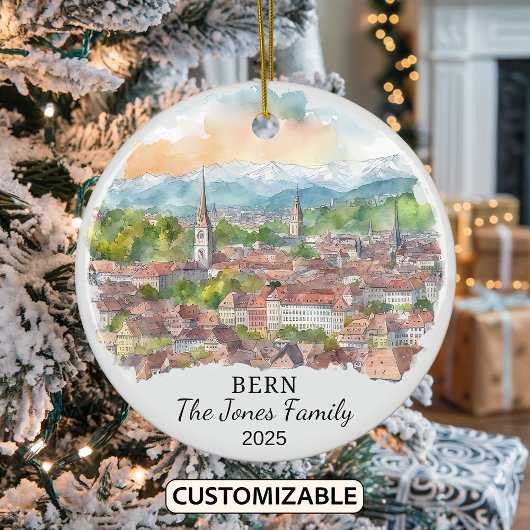 Gepersonaliseerde Bern Ornament, Zwitserland Gift Keramisch Ornament