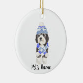 Gepersonaliseerde Bernedoodle Blauw & Wit Keramisch Ornament (Rechts)