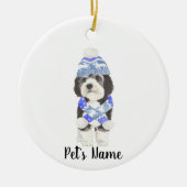Gepersonaliseerde Bernedoodle Blauw & Wit Keramisch Ornament (Voorkant)